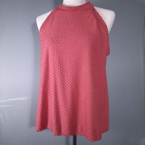 W5 Halter Top Size Medium Raised Embroidered Swiss Dot Crochet Bauble Hem
